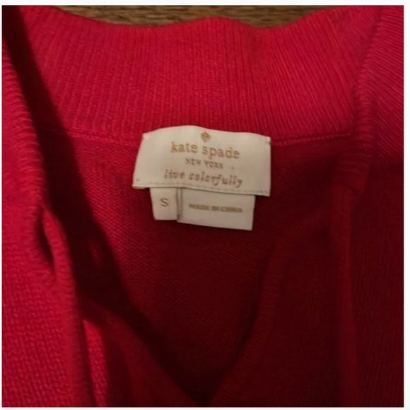 Kate Spade Pom Pom Wool and Cashmere Sweater in RED size small - Picture 8 of 8